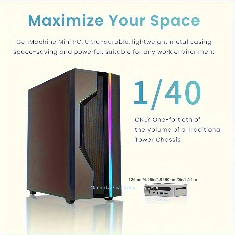 Genmachine AMD Ryzen 9 7940HS كمبيوتر صغير | 8-Core 16-خيط | 32 جيجابايت DDR5 + 512 جيجابايت NVMe SSD | واي فاي 6E وبلوتوث 5.2 | المزدوج HDMI 4K O #3