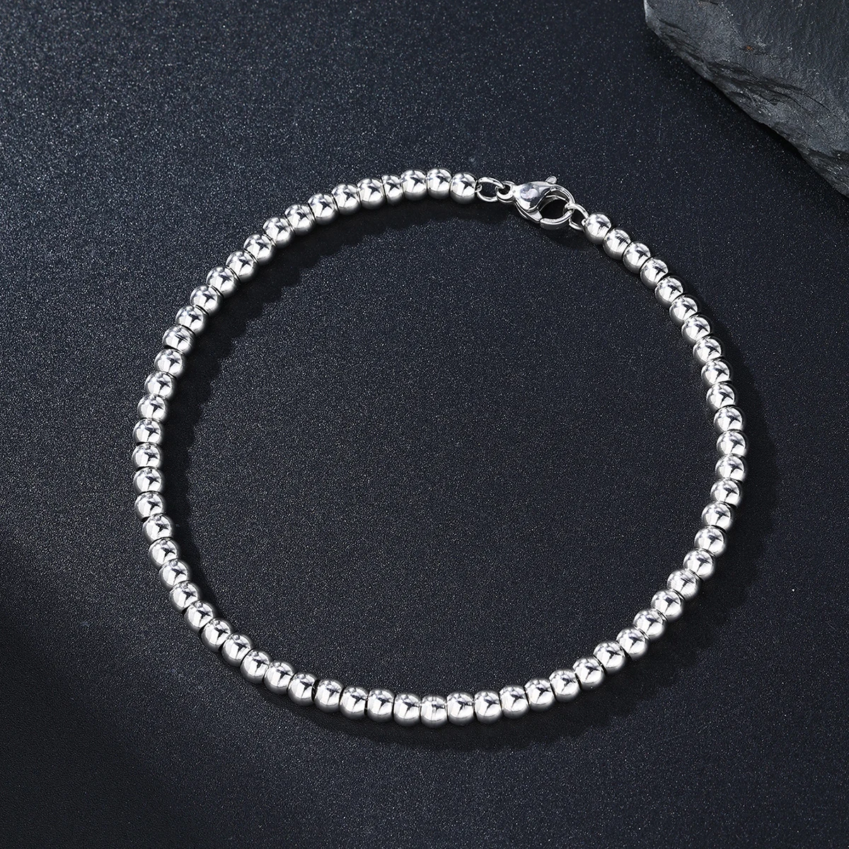 D&Z Fashion Simple Stainless Steel Beaded Bracelet For Men Women Non Fading Waterproof Metal Ball Bracelets Gift Jewelry