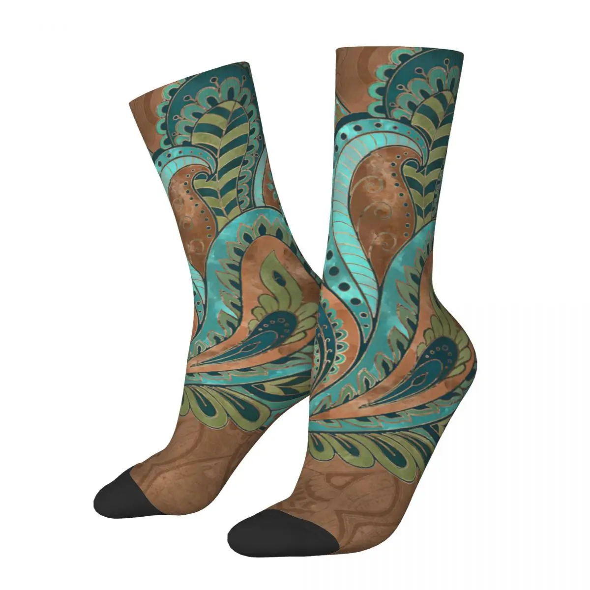 Oriental Paisley Muster Aquarell Und Gold Erwachsene Socken Unisex socken, männer Socken frauen Socken