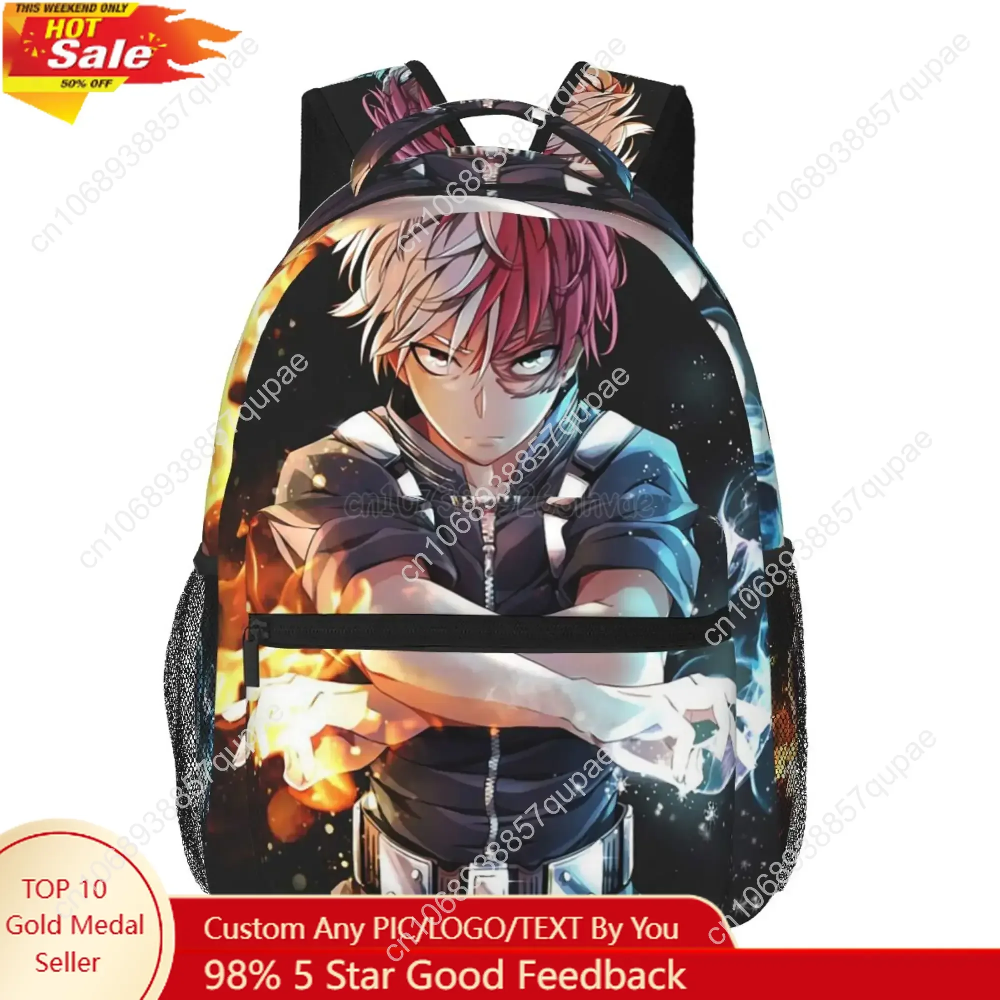 

Todoroki BNHA Backpacks Boku No My Hero Academia Anime Manga Travel Daypack Unisex Softback Laptop Backpack Student School Bags