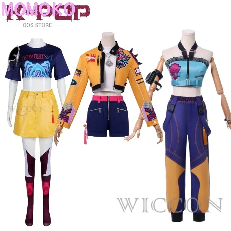 

KPop Demon Hunters Huntrix Rumi Mira Косплей Костюм Зои Мира Три девушки Гоунпа и супергероя Униформа с красочным костюмом