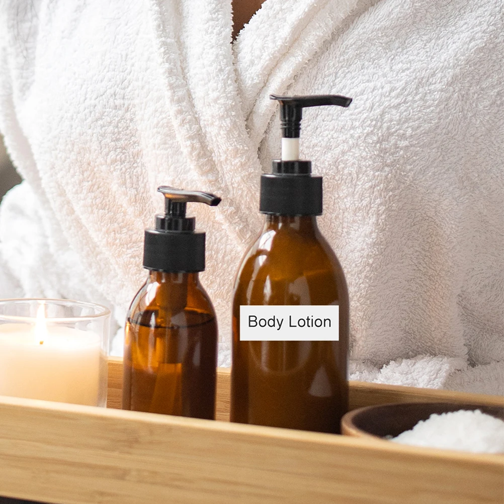 

12 Sheets Waterproof Labels Shampoo Conditioner Tags Clear Black Words Self Adhesive Bathroom Stickers Storage Skincare