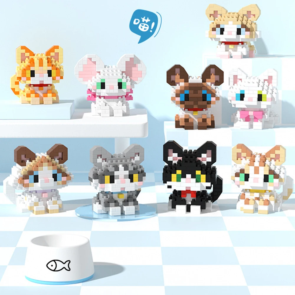 

Cute Pet Dog Cat Micro Building Block Model Set Kids City Cartoon Animal Diamond Bricks Educational Toy Christmas Gifts for Kids