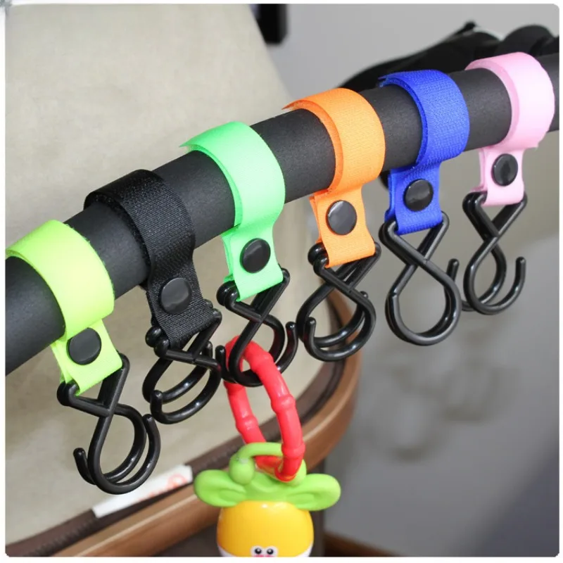 

Sticky baby safety stroller umbrella stroller nylon webbing 2 hooks combination hooks baby stroller double ring buckle hooks