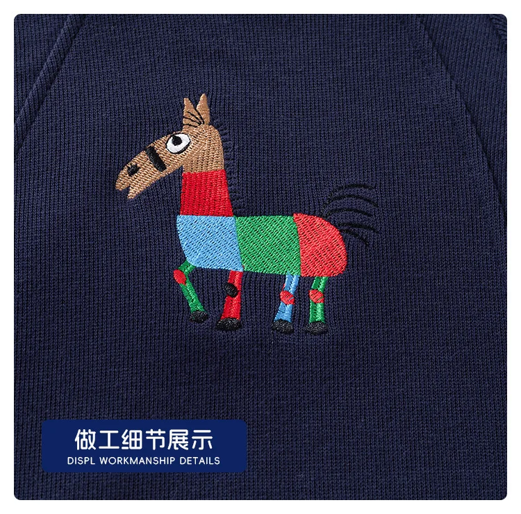 2026 Herbst Jungen Hoodies 1-8 Jahre Cartoon Pony Stickerei Kinder O-Neck Sweatshirts Baby Lockerer Freizeitpullover Kinder Mäntel – Detail 6