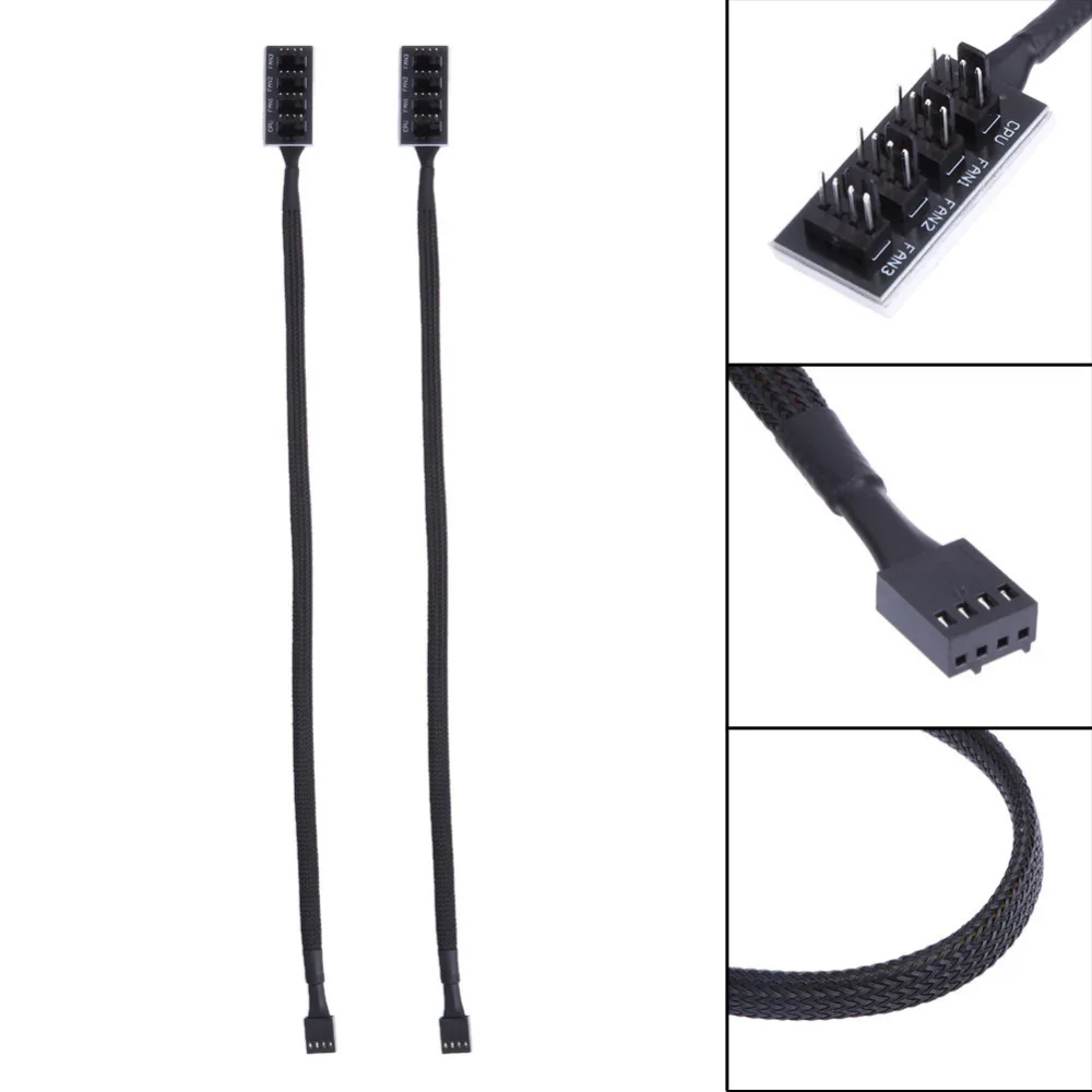 Cooling Fan Hub 5 Port Splitter PWM Temperature Speed Controller For PC Chassis Cable Management Extension Adapter 4 Pin Male