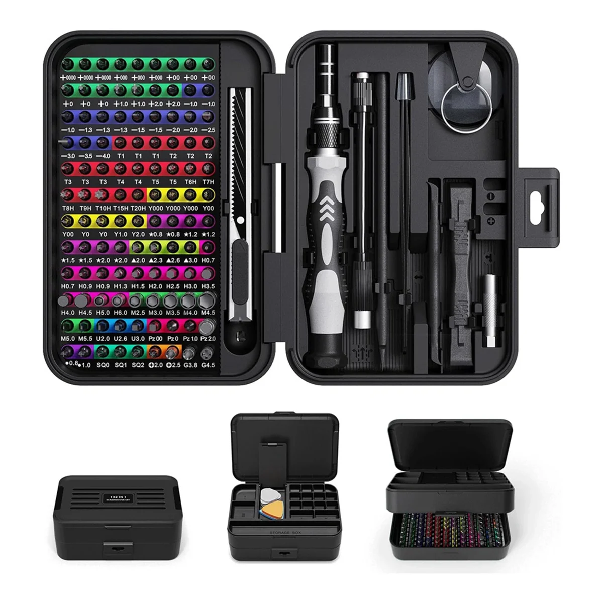 Precision Screwdriver Set with Color-Coded Identification, 132 in 1 Mini Magnetic Repair Tool Kits with Storage