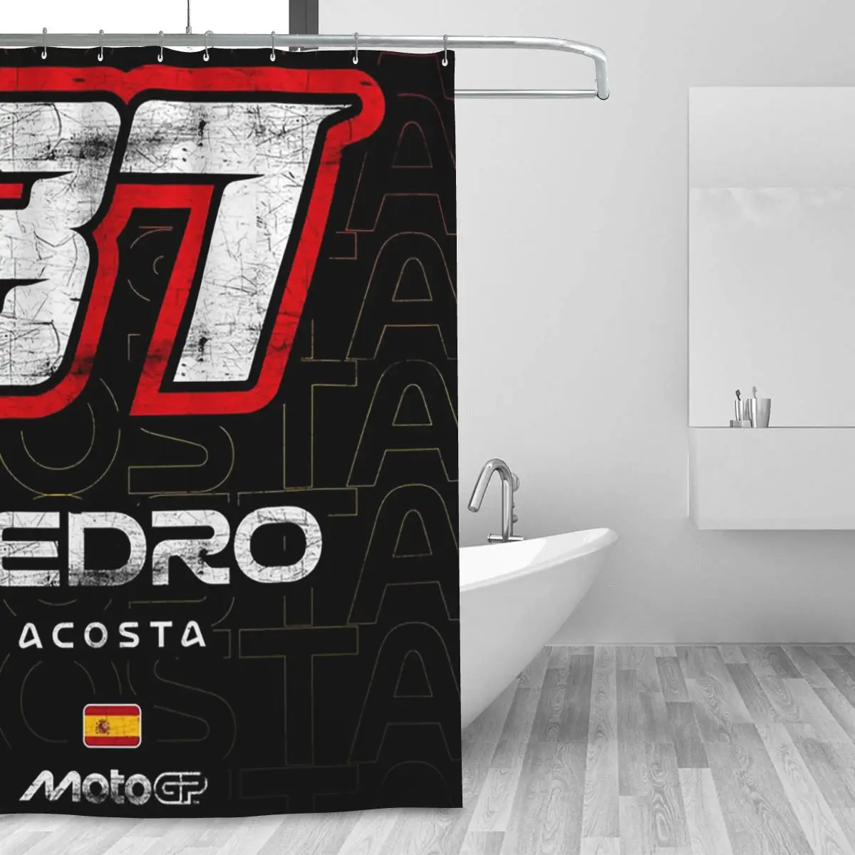 Pedro Acosta Number 37 Spain MotoGP Shower Curtain Bathroom Polyester Waterproof Bath Curtains with Hooks