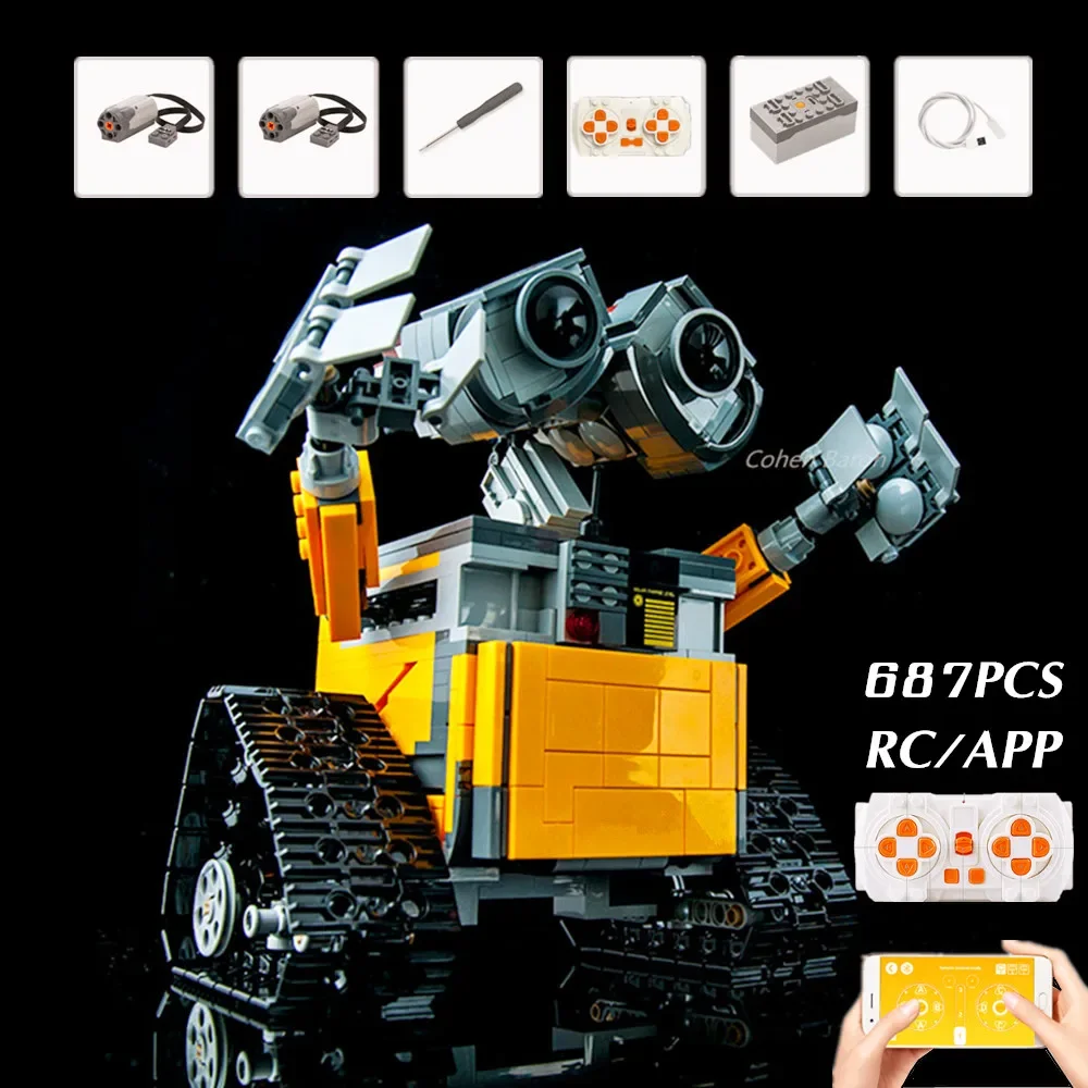 Miniso Disney RC WALL E Pixar Cute Cartoon Robot Wall-E Droid Figures Friends Diy Toys Model Building Block Brick Gift Kid