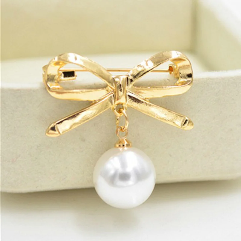 Large Bowknot Brooch Pin Bow Brooches For Women Imitation Pearl Pendant Tassel Brooch Pins Fashion Jewelry Accessories Gifts