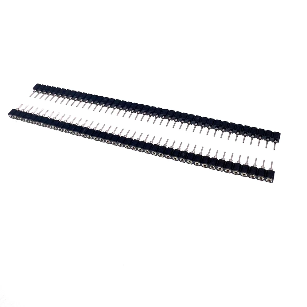 5PCS 2.54MM Connector Round Hole Female Head Row Needles 1*40 Round the Needle Male Head 1x40P Gold Plated Single Row