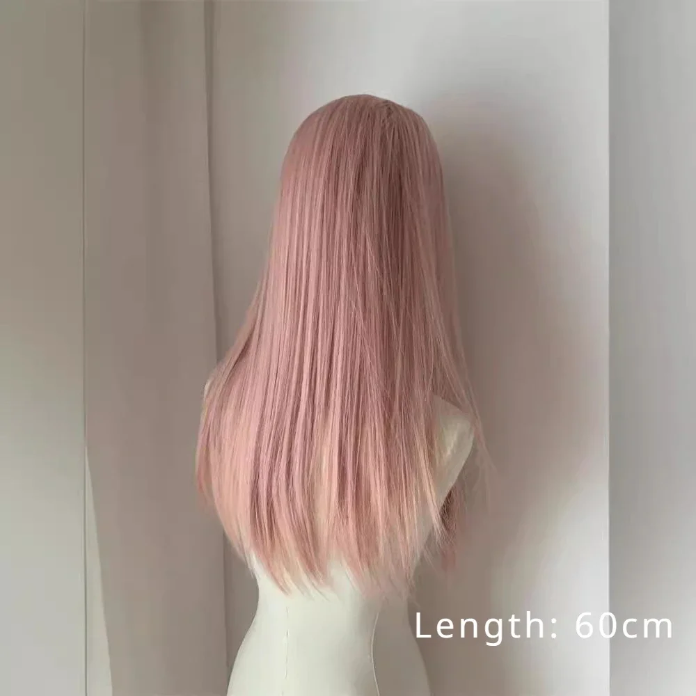 Lolita Wig Pink Long Straight Cosplay Wig for Women Headband Synthetic Wigs Pelucas De Fiesta Wigs