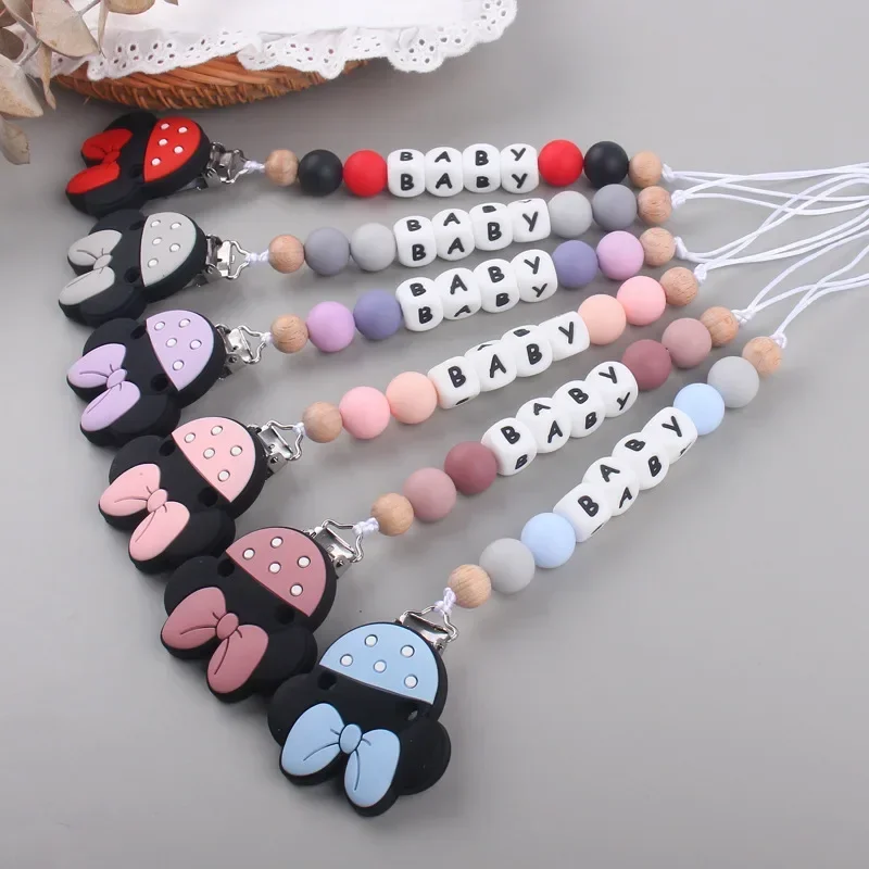 Clips de chupete personalizados para bebé, cuentas de silicona antilostfor Dummy pezón, soporte de nombre, cadena de chupetes, chupete, juguete de dentición, regalo