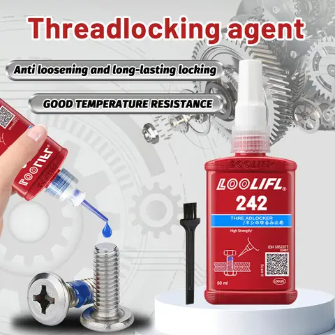 242-50ml Blue Loctite Threadlocker, Quick-Fix Removable High and Low Temperature Resistant Fastening and Locking Liquid Adhesive, Anaerobic Adhesive, Mechanical Screw Adhesive, Strong Adhesive, Sealing Anaerobic Agent