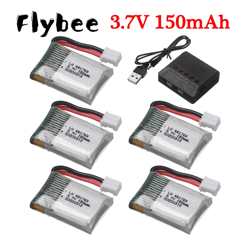 150mah 3.7v LIPO 배터리 및 5-IN-1 충전기 장치, H36 NH010 F36 E010 E010C E011 E011C E013 용, RC 쿼드 콥터 예비 부품 용