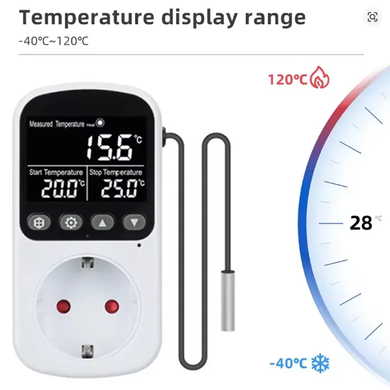 LCD Digital Temperature Controller Socket Heating Cooling Thermostat With Timer Switch For Refrigerator Aquaculture EU Plug 220V