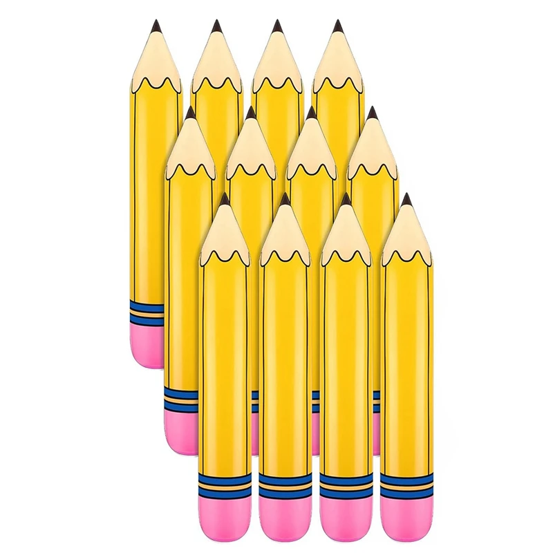 12 Pcs 27 Inch Giant Large Inflatable Pencil Birthday Party Favors Pencil Hanging Classroom Decoration Durable