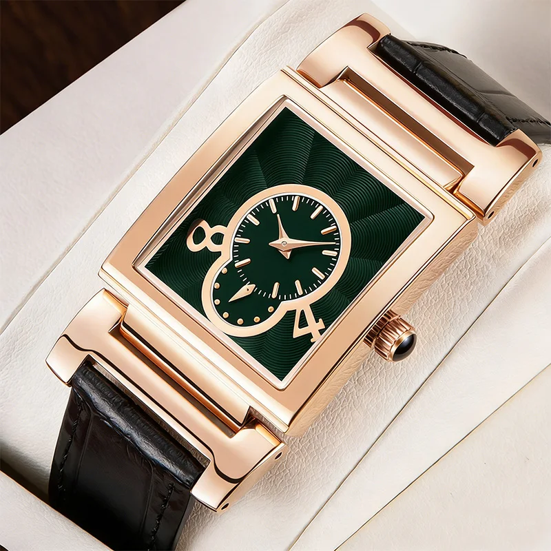 新しいメンズ腕時計-ユニークでクリエイティブなスタイリッシュな文字盤-トレンディなメンズ防水クォーツレザー腕時計