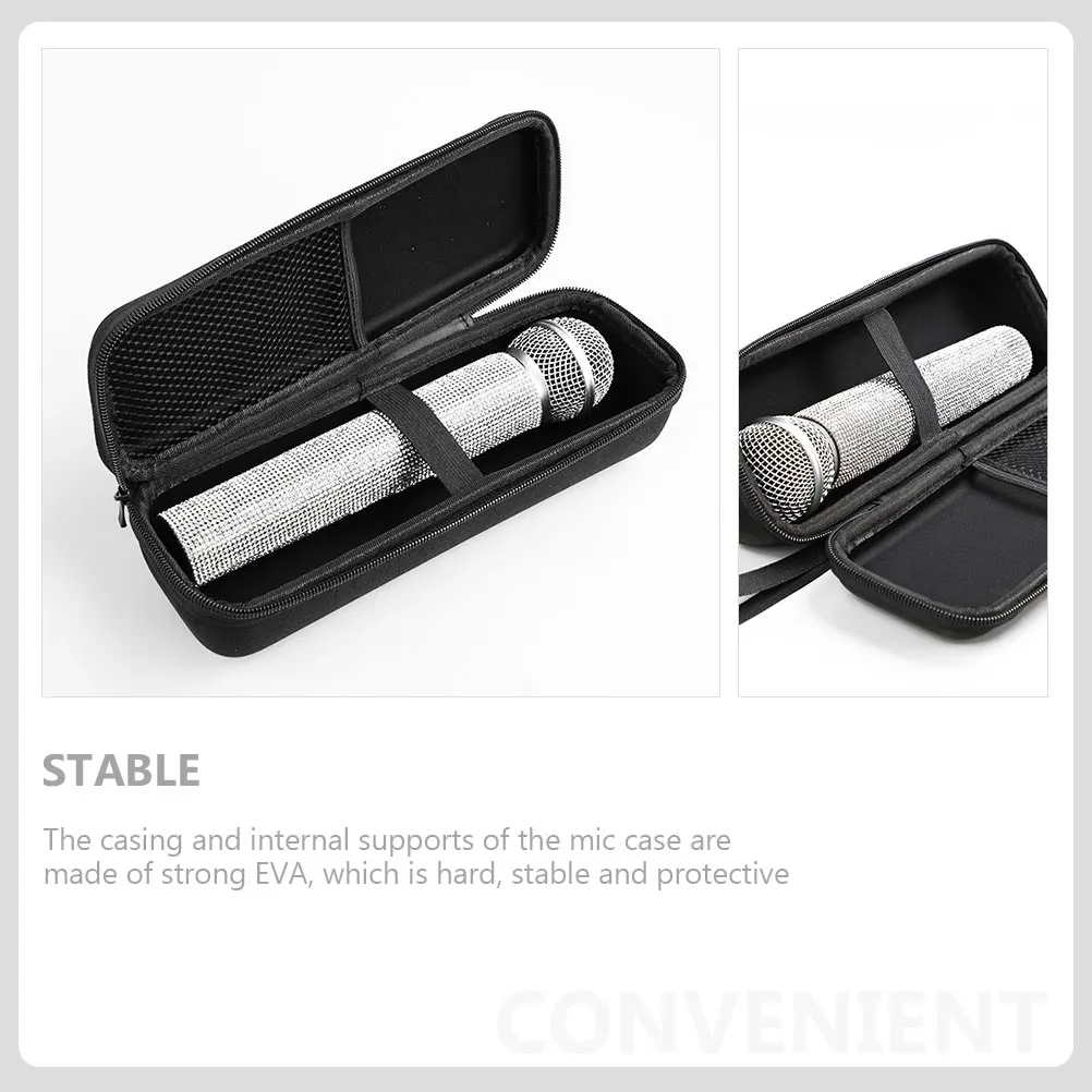 

Small Microphone Storage Bag Microphones Zipper Hard Case for Shockproof Portable
