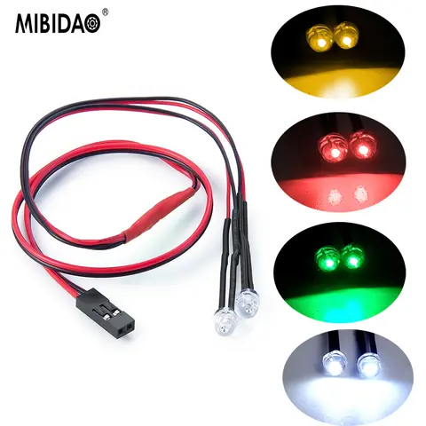 MIBIDAO RC 자동차 LED 조명 스포트라이트 빨간색/흰색/노란색/녹색 장식 램프 헤드 라이트 1/10 RC 크롤러 자동차 축 SCX10II 90046