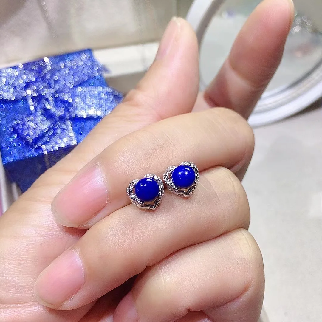 

Серьги-гвоздики из 100% натурального лазурита, 5 мм * 5 мм, всего 1 карат, серьги из лазурита для повседневного ношения, серебро 925 пробы, ювелирные изделия из лазурита