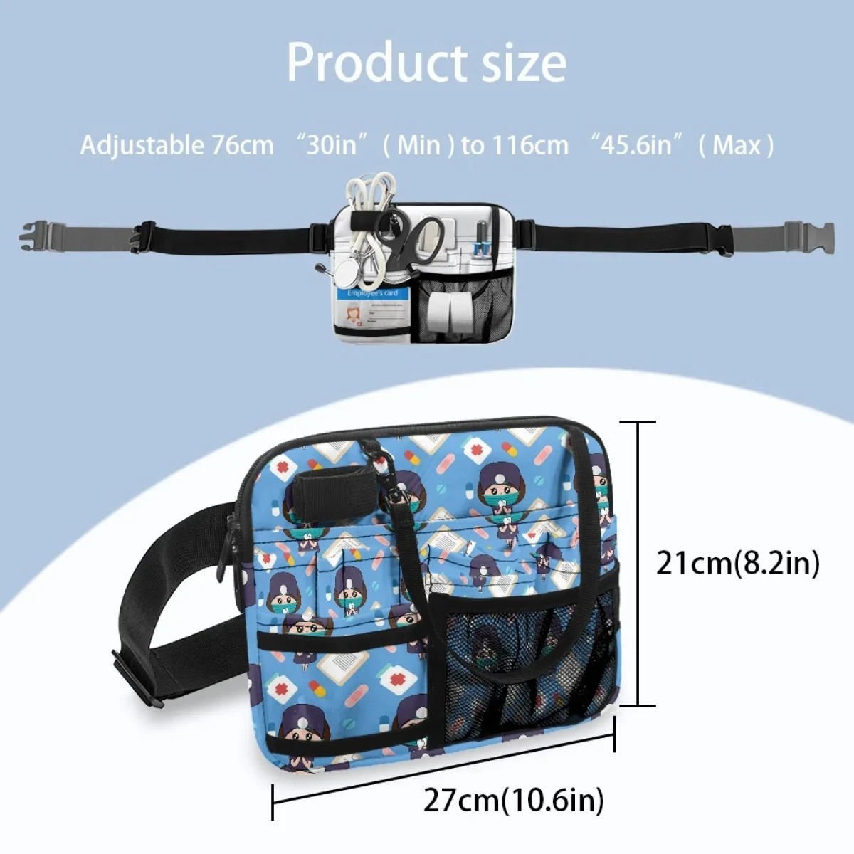 Cute Doctor Assistant Print Practical Nursing Waist Bag Portable Multifunctional Fashion Belt Bag Female Multi Pocket Fanny Pack