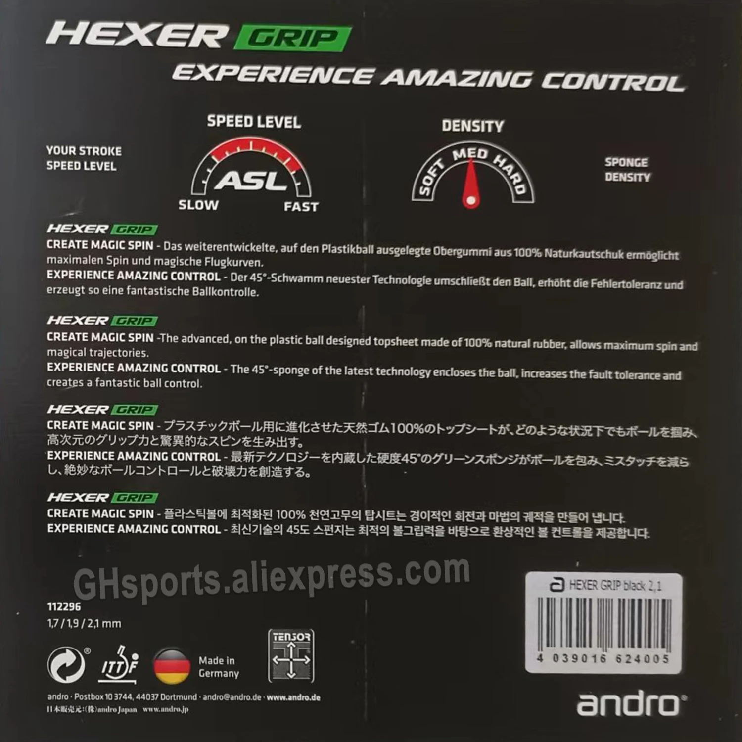 Original Andro Hexer Grip Table Tennis Rubber Ping Pong Racket Rubbers Tenis De Mesa