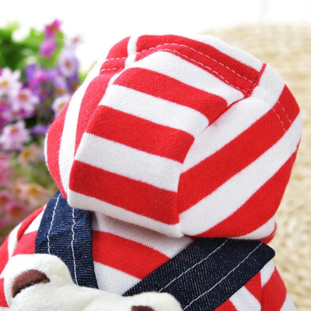 

Pet Red Striped Suspenders Trousers Clothes Comfortable Texture Small Dogs Walking Jogging Outdoor Activities Photo