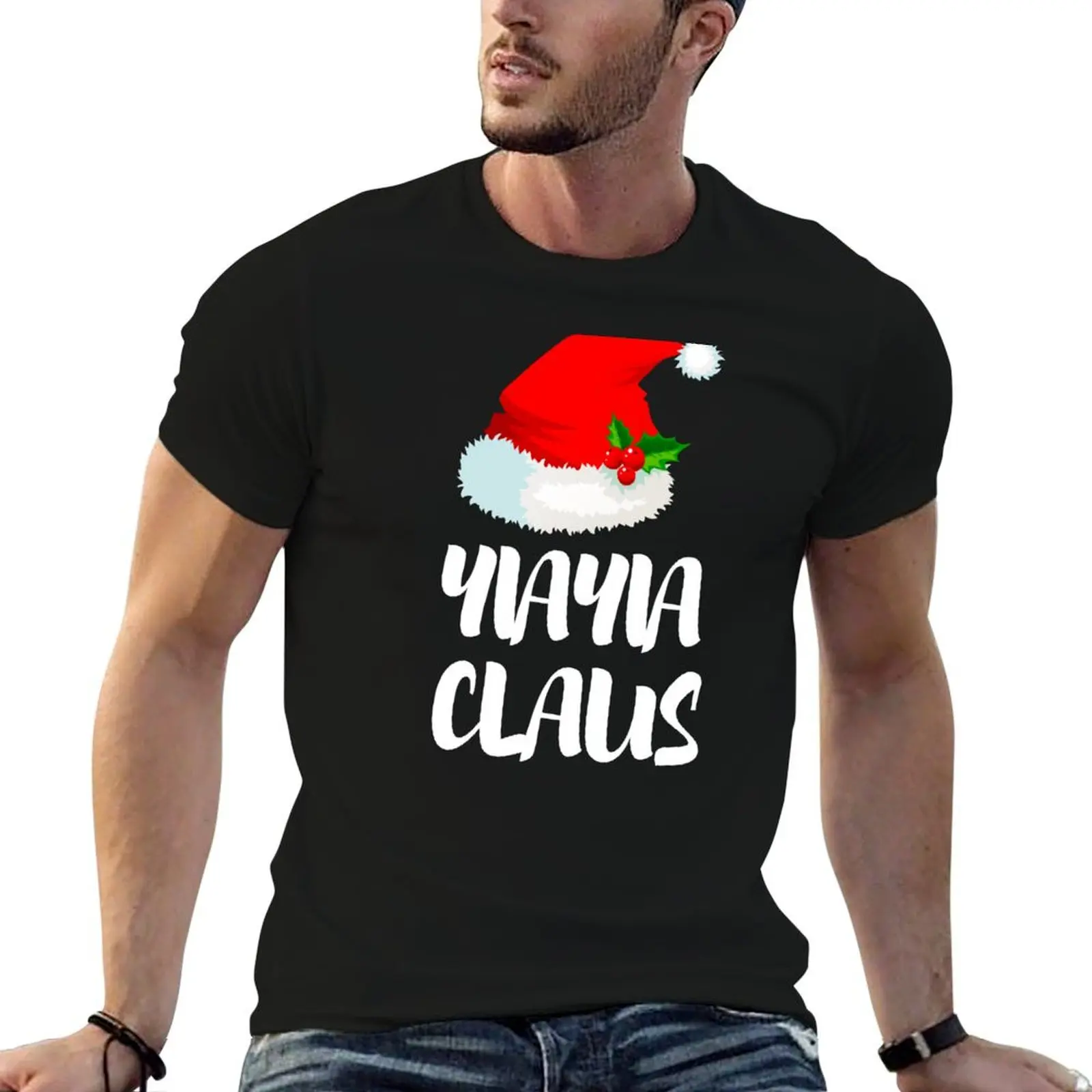 Funny Yiayia Claus Christmas T-Shirt Work Wear Simple Tee Shirt