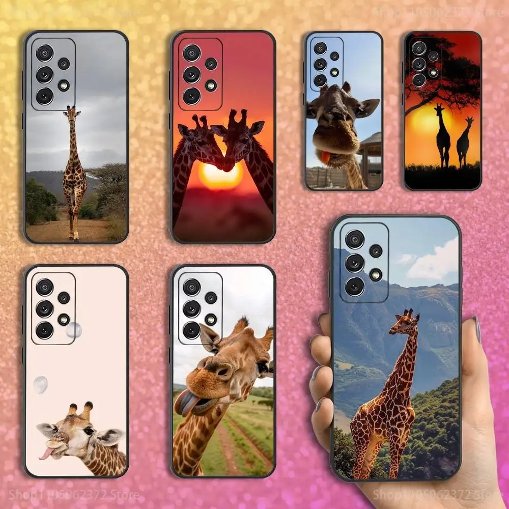

Giraffe Cute Animal Phone Case For Samsung S25,S24,S23,S22,S21,S20,S10,Ultra,Plus,Lite,FE,Soft Silicone Black Cover