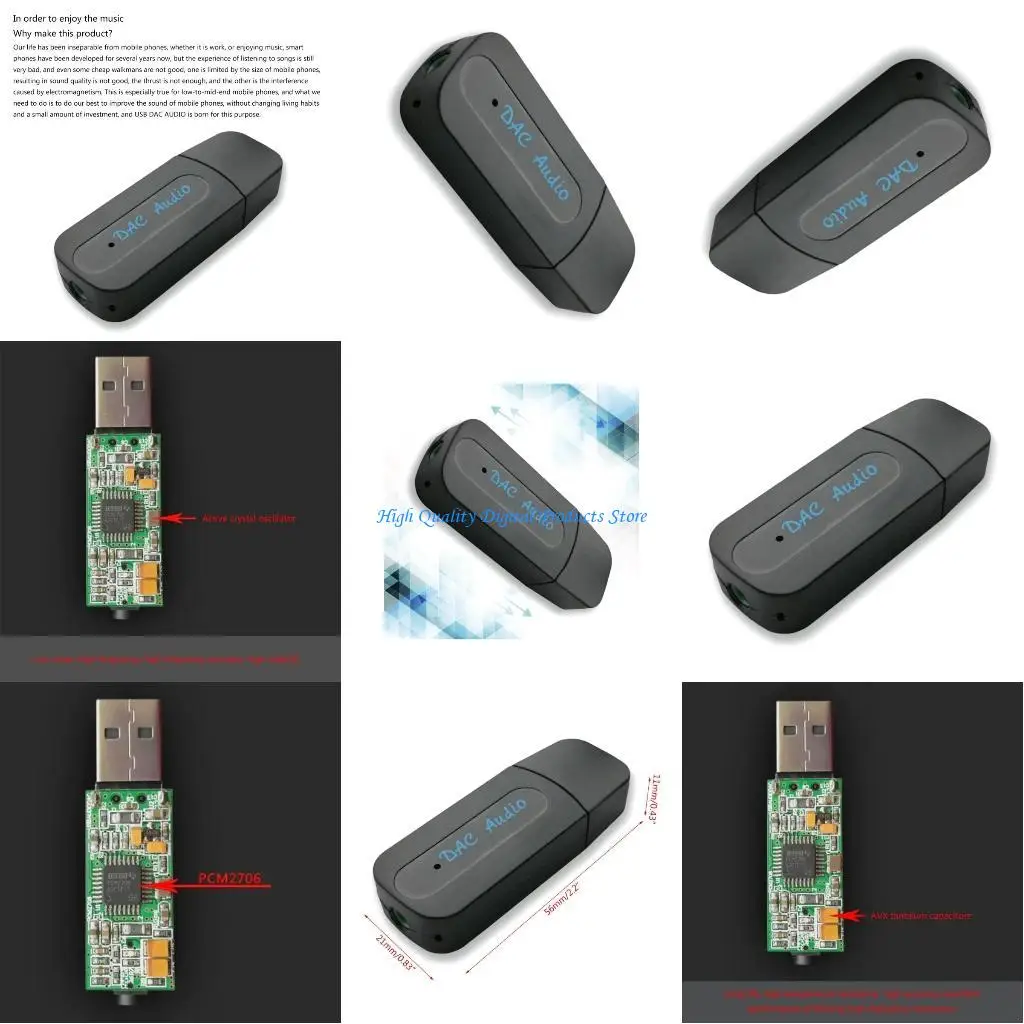 

U2JE USB Sound Card Computer External Sound Card Module Laptop Sound Card PCM2706 DAC USB Sound Card Chip Replacement