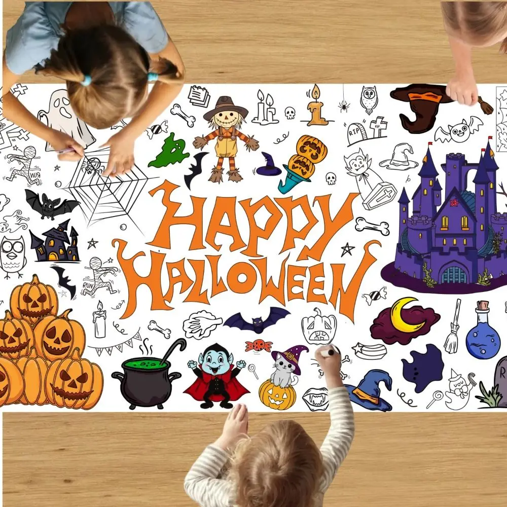 

Creative Halloween Graffiti Tablecloth Cartoon Waterproof Large Coloring Posters Colorful Handmade Large Paper Banner