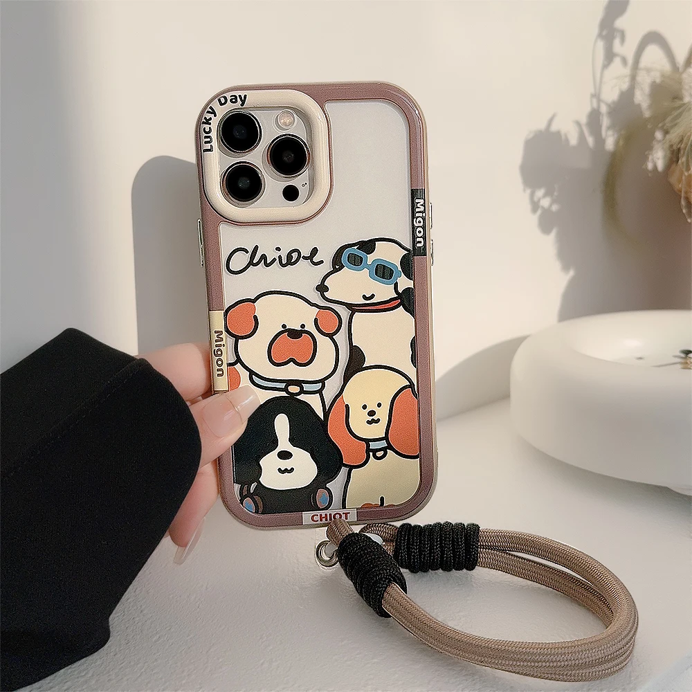 

iPhone 15 Pro Max Case Strap Cute Transparent iPhone 15 14 13 12 11 Pro Max Plus XR Xs Case Shockproof Protection Hard Cover