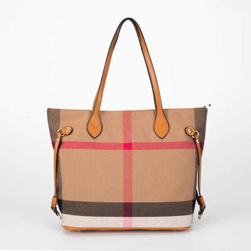

Color Block Plaid Tote Bag 2025, Large Capacity Canvas Shoulder Bag, Casual Convertible Top Handle Bag for Work & Weekend