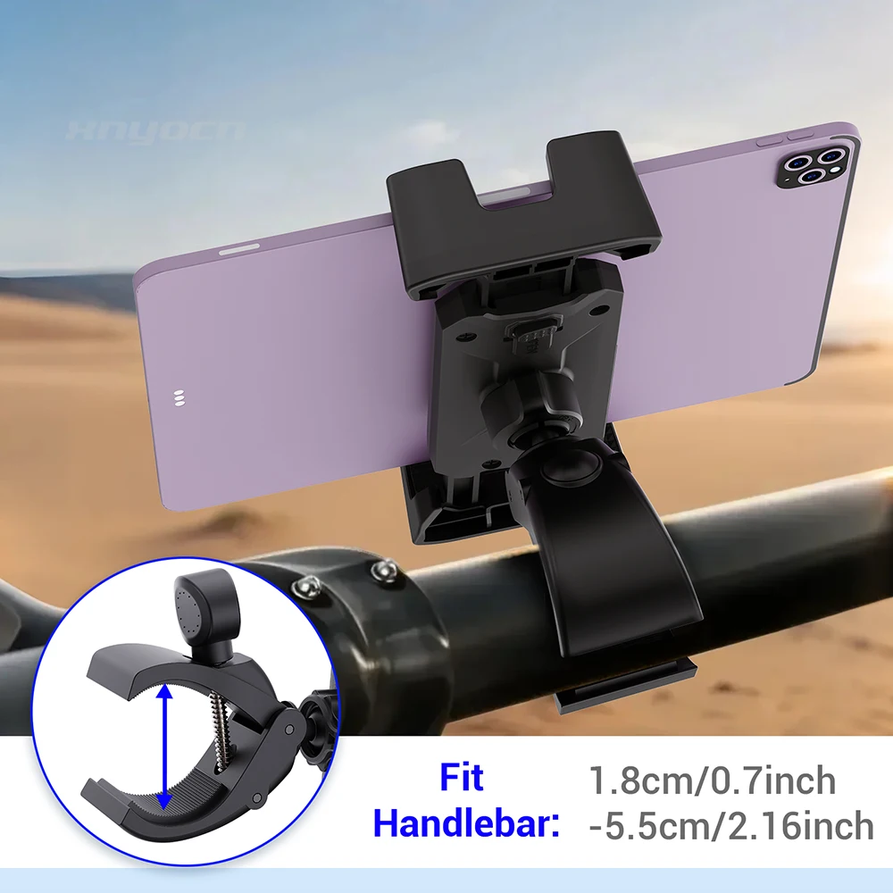 Universal Handlebar Tablet Phone Holder Clamp Mount for Treadmill Gym Bike Stroller 360 Rotation Bracket for 4-14 Inch Device