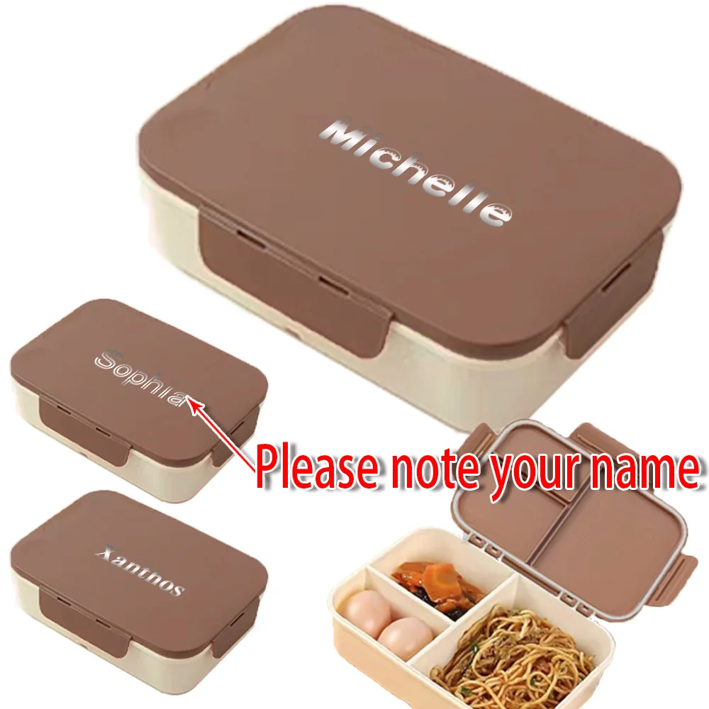 

Customized Name Lunch Box With Lid Bento Case Organizer Leakproof Portable Storage Breakfast Holder DIY Freshness Preservation