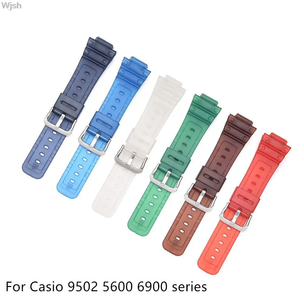 Transparent Resin Strap for Casio G-shock DW 9052 5600 6900 Series Men Sport Waterproof Rubber Replacement Bracelet Watch Band