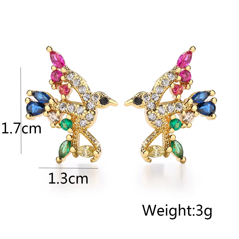 New Enamel Light Luxury Women Stud Earrings, Shining Cubic Zircon Heart Shaped Geometry Earrings OL Jewelry Gift