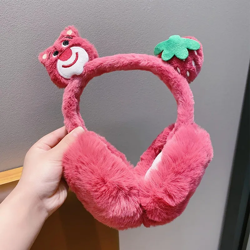 Disney children's winter strawberry bear ear cups for boys and girls warm anti-freeze ear bags foldable ear warm ear cover