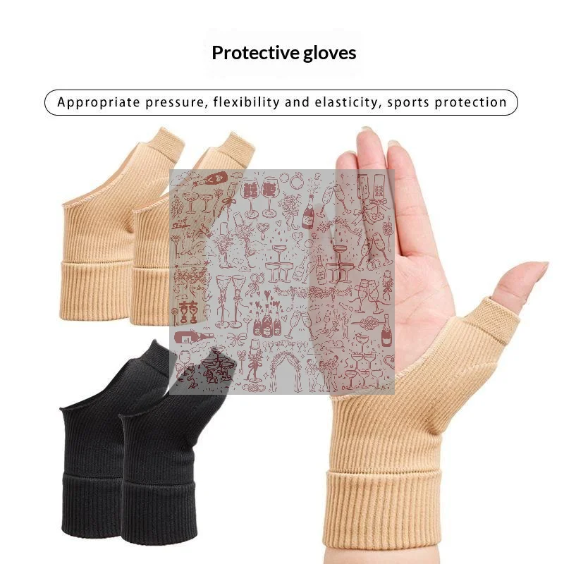 1Pair Wrist Thumb Compression Arthritis Gloves Breathable Support Brace Sleeve Knitted Finger Injury Pads Sports Safety Wristba