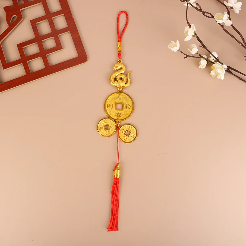 1PC 2025 Year Of The Snake Gold-Plated Plastic Funny Zodiac Snake Pendant Collectibles Lucky Mascot Home Car Hanging Ornaments