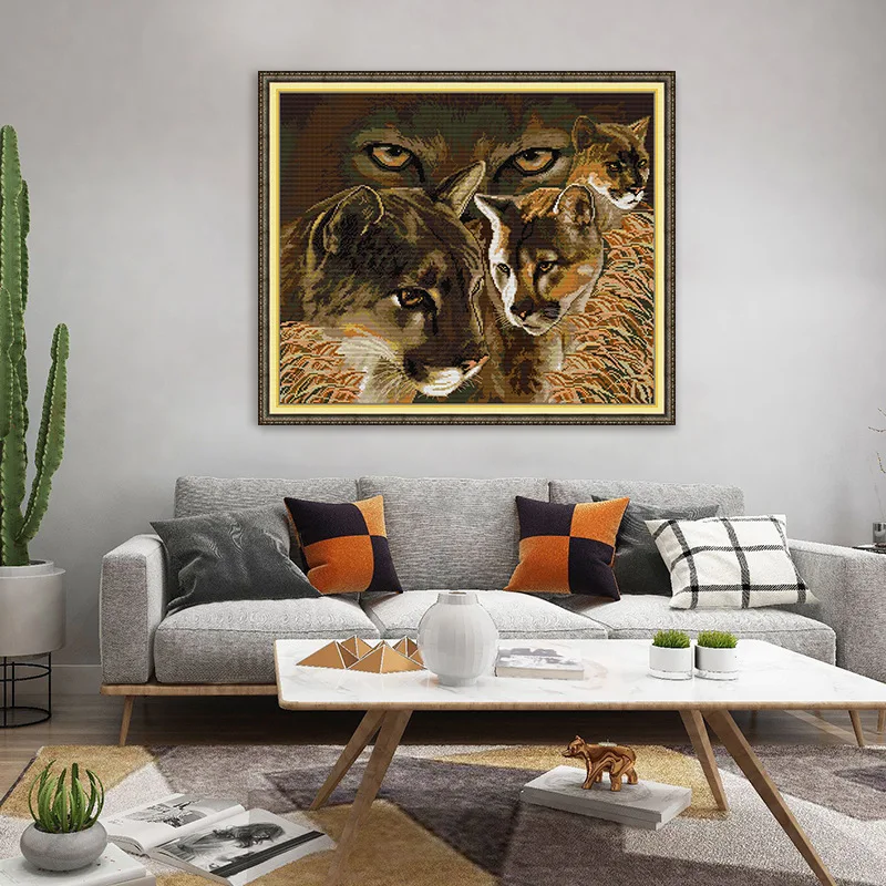 

Набор для вышивки крестом Joy Sunday с предварительной печатью, легкий узор, набор для вышивки из штампованной ткани Аида, черная пантера