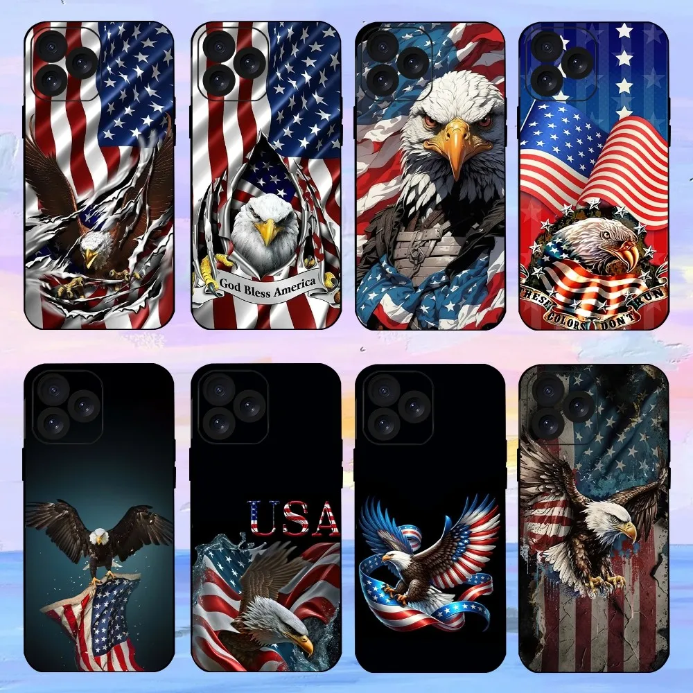 A-American Flag USA Eagles Phone Case For iPhone 15 14 13 12 11 8 Mini Xr Xs X Xsmax Pro Max Plus Shell