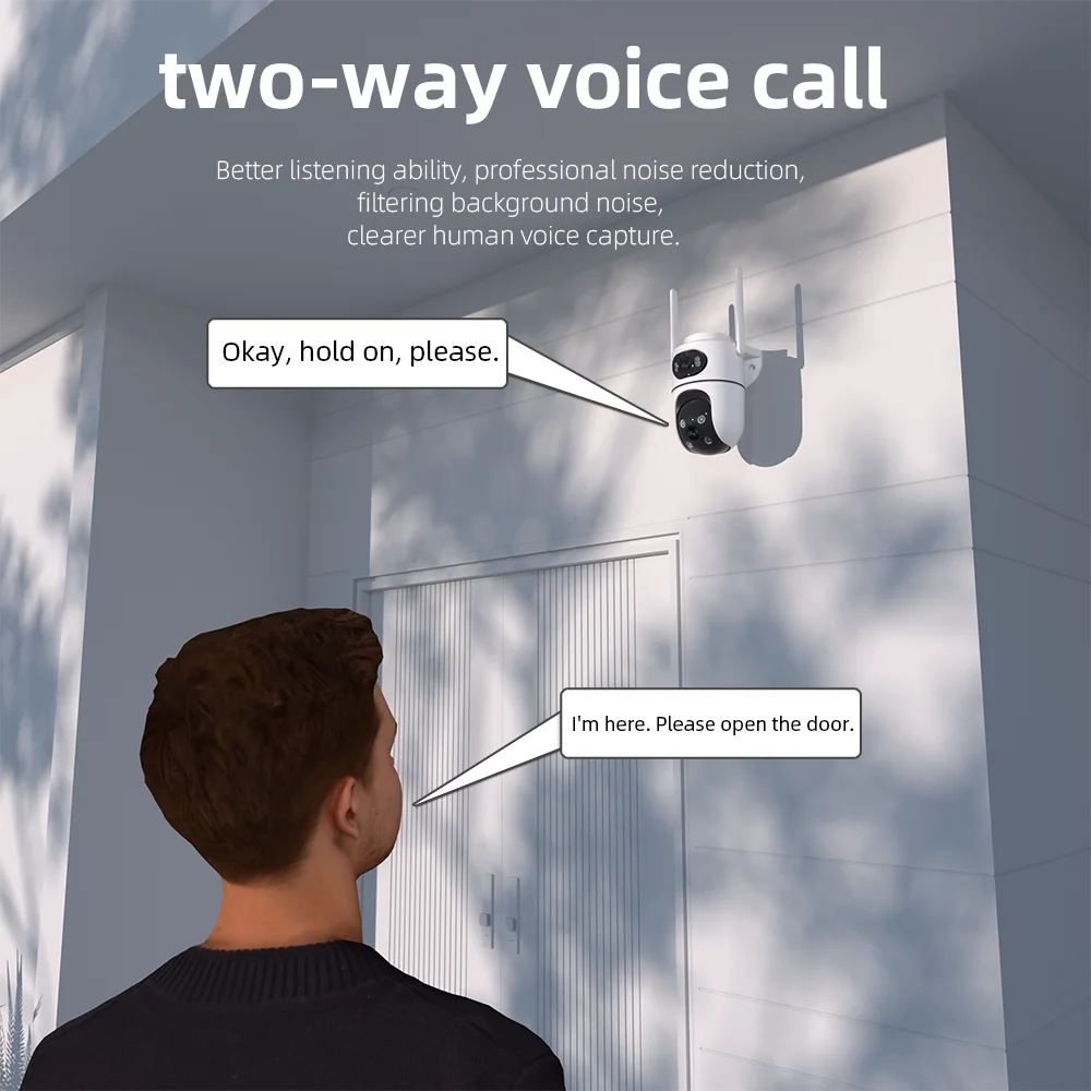 4K 8MP Dual Lens Wifi Camera Outdoor PTZ Night Vision Dual Screen Human Detection Security Protection Surveillance IP Camera