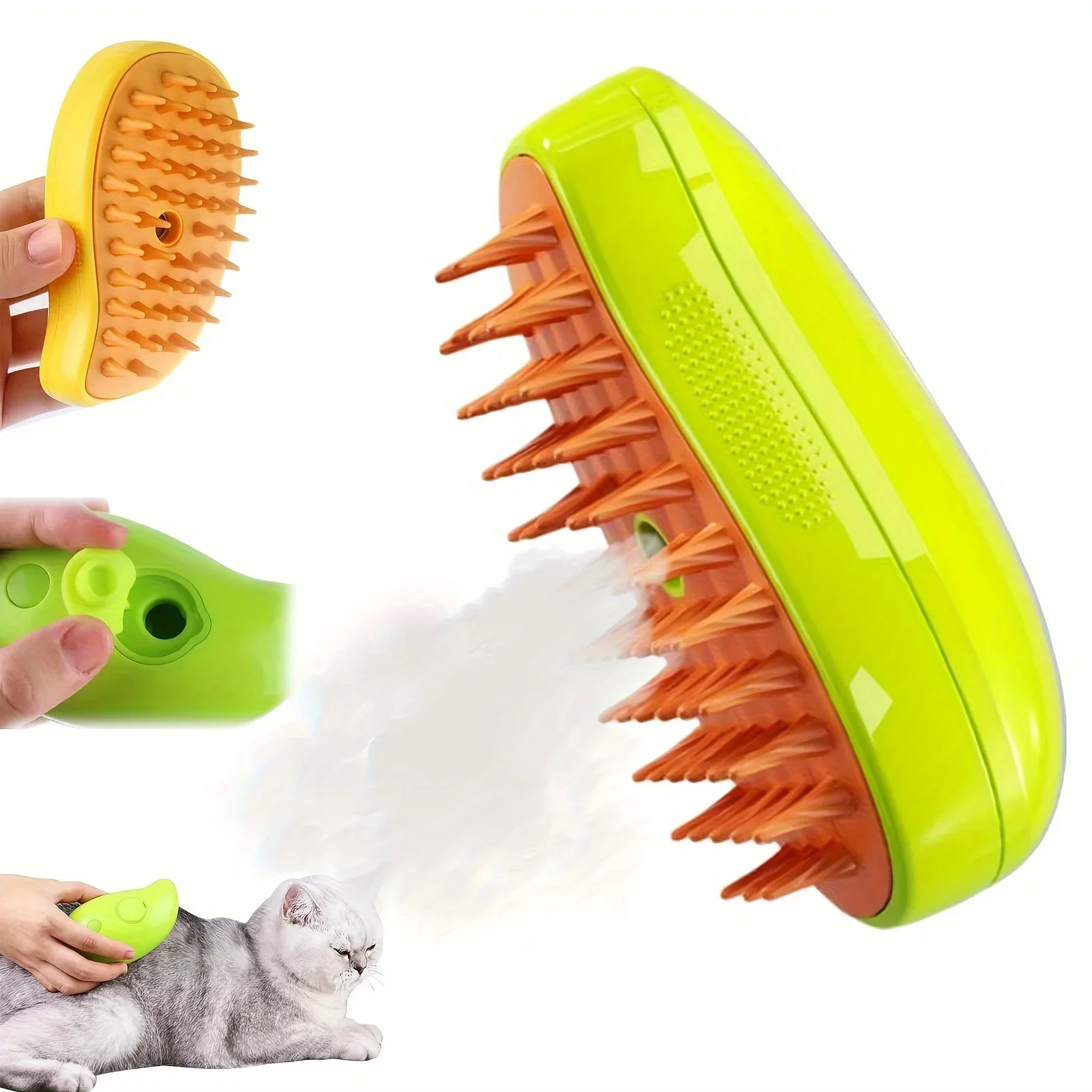 3-In-1 Self-Cleaning Massage Comb, USB Charging Cat Comb Pet Beauty Brush Cat Pet Steam Brush