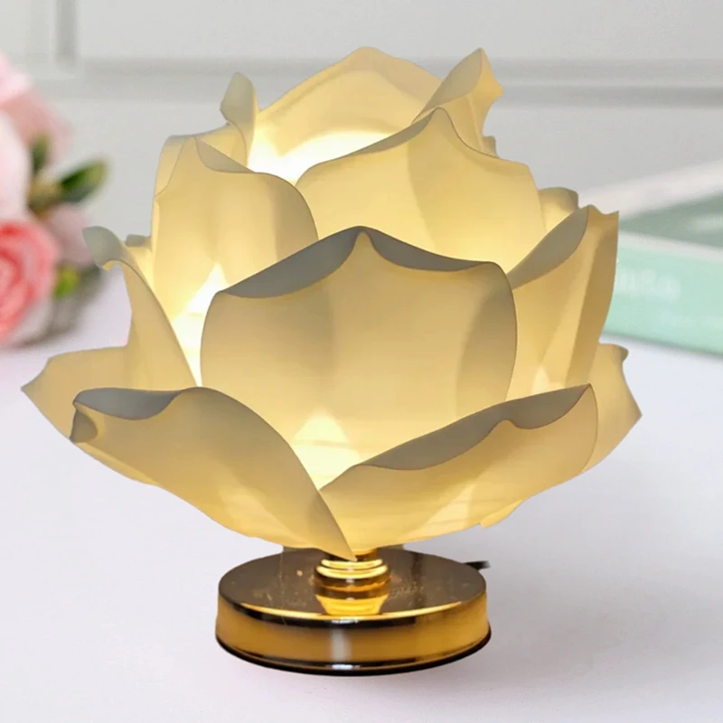 Decorative Rose Lamp Romantic Floral Ambient Light Fixture USB Dimming for Home, Living Room, Elegant Centerpiece-ABFB