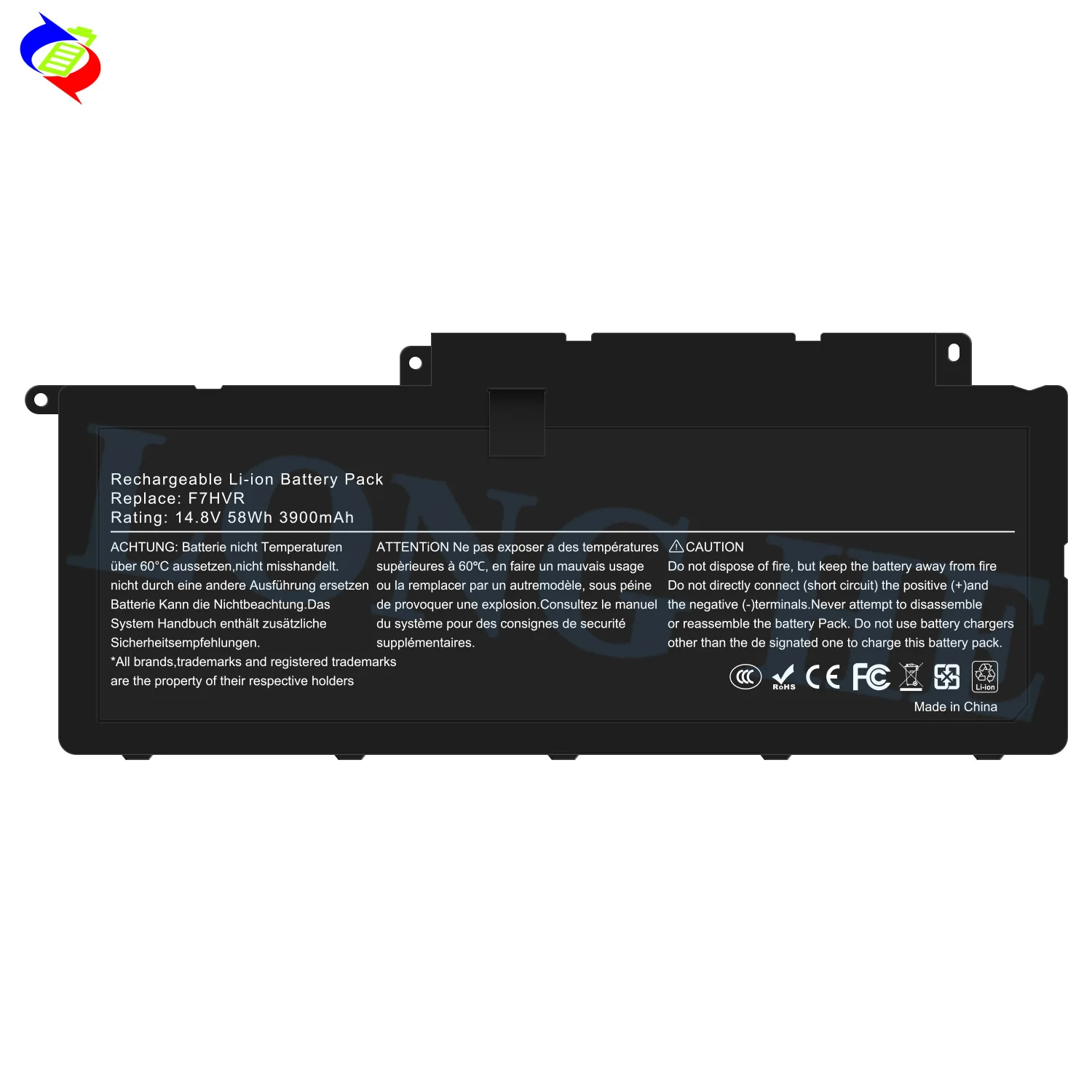 Laptop Battery for Dell Inspiron 15-7537 15-5545 14-7437 17-7737 17-7746 F7HVR G4YJM 14.8V 58Wh Replacement Battery