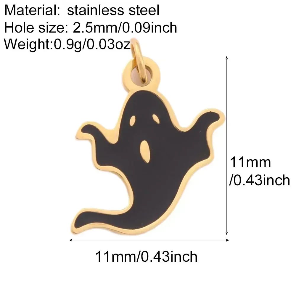 Gothic Mix Pumpkin Ghost Bat Enamel Charm for Jewelry Making Halloween Stainless Steel Pendants Gold Color DIY Necklace Handmade