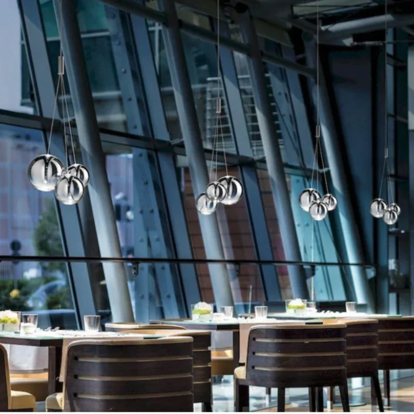 2025 كرة زجاجية قلادة ضوء غرفة نوم السرير مطعم الديكور مصباح معلق الحديثة Led فندق ثريا تركب بالسقف المطبخ I #3