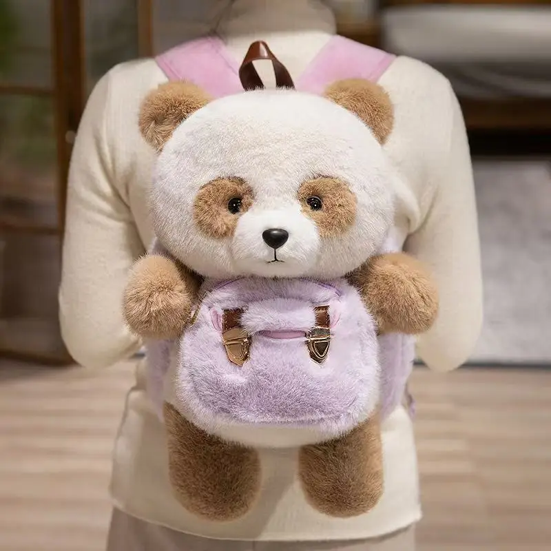 35cm Panda Reisrugzak Simulatie Knuffel Handgemaakte pop Cartoon Anime Schattig Kussen Kussen Woondecoratie Kindergeboorte